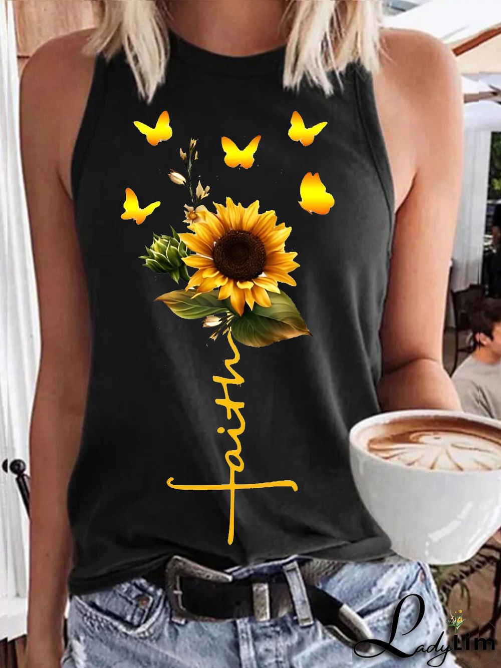 Women's Sunflower Faith Print Vest
