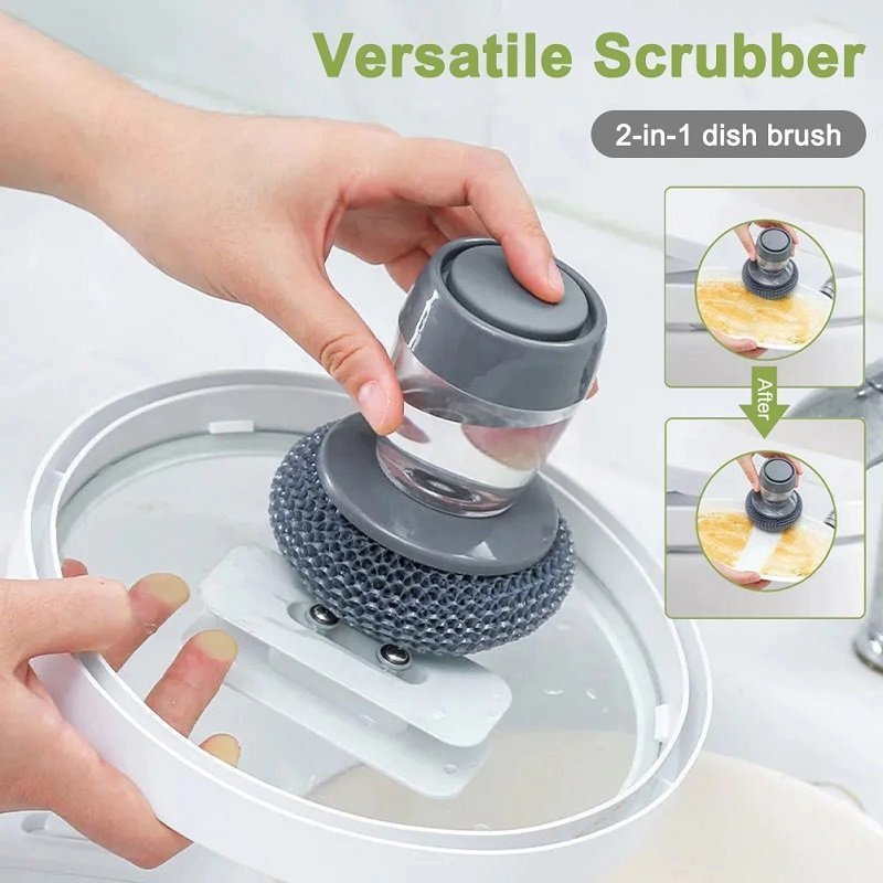 🌈(SUMMER HOTSALE-40%OFF) Soap Dispensing Palm Brush Storage Set - Free 1 Replacement Brushes