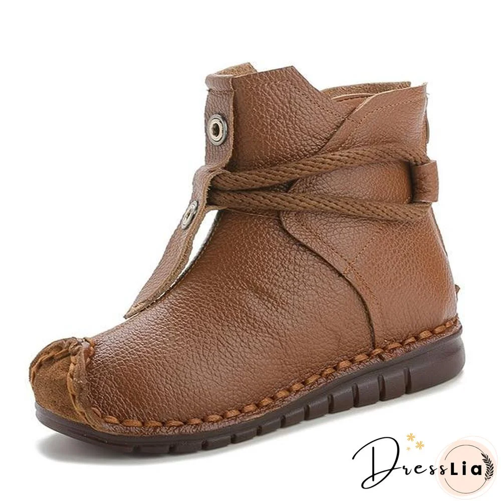 Women Genuine Leather High Quality Fashion Short Flats Ankle Boots
