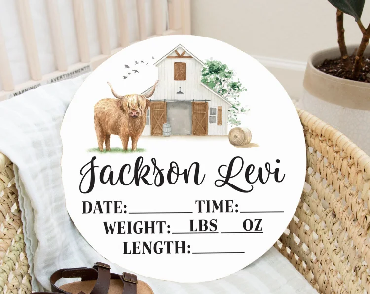 Personalized Farm Baby Birth Stat Name Sign|S22