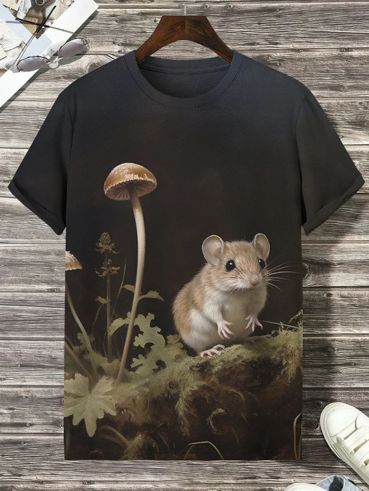 Men's Wild Mushroom Mouse Art Print T-Shirt