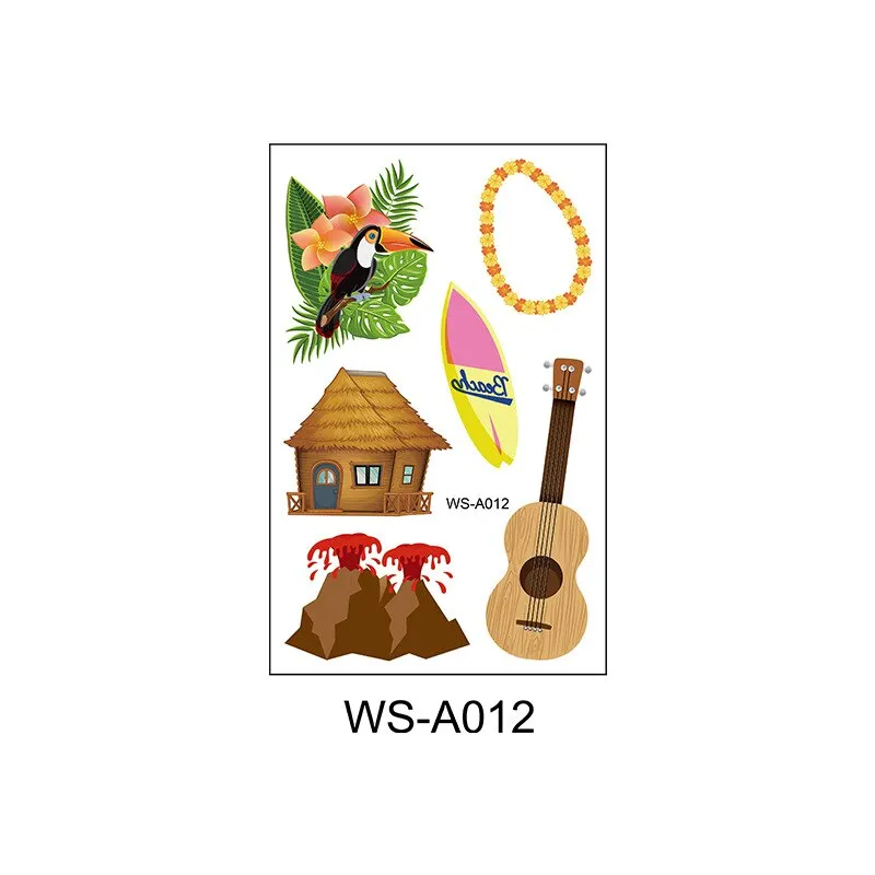 10 Kinds Hawaiian Summer Beach Party Temporary Body Sticker Disposable Waterproof temporaire
