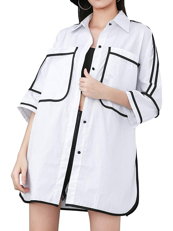 Loose Side Split Front Pocket Blouses