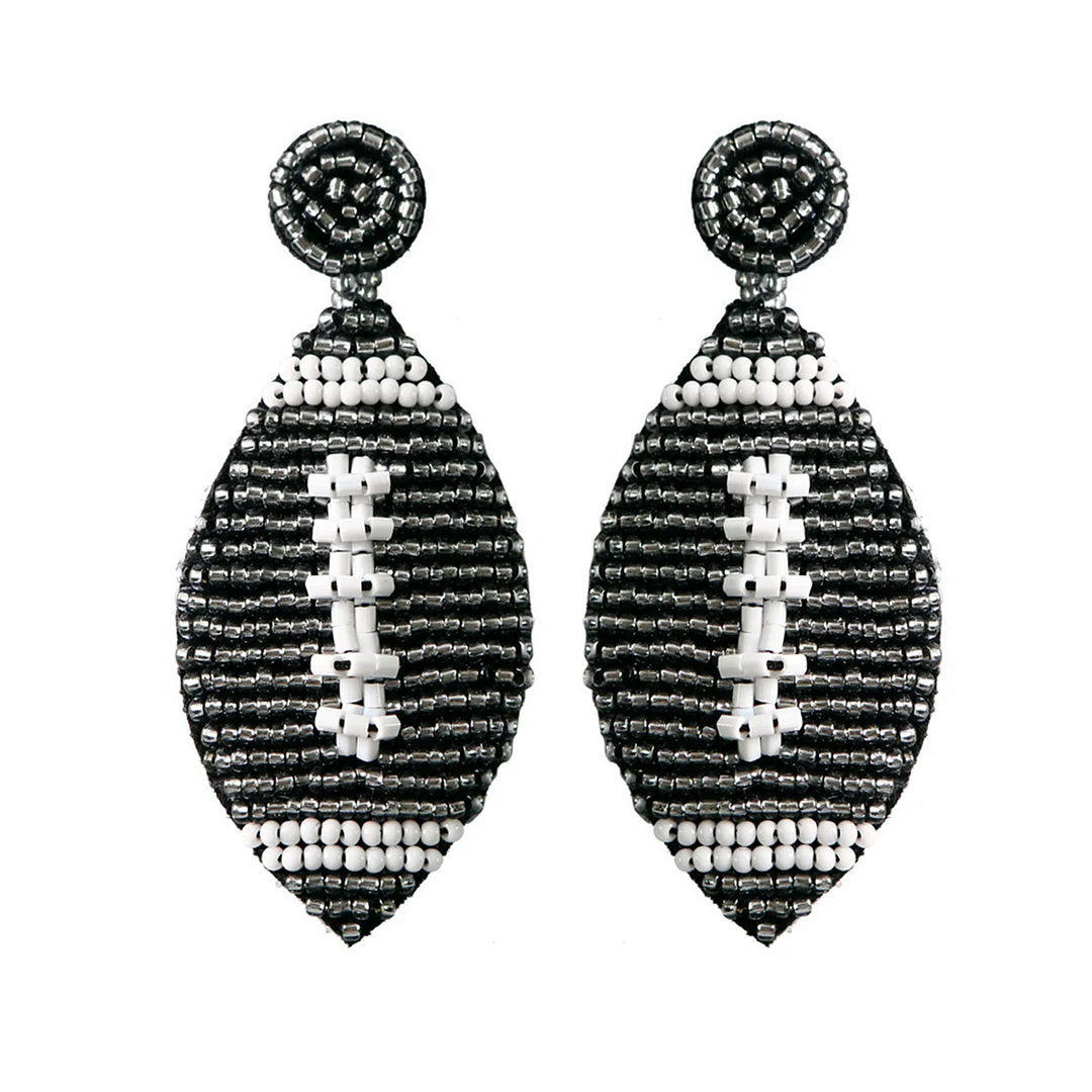 Touch Down Football Beaded Earrings