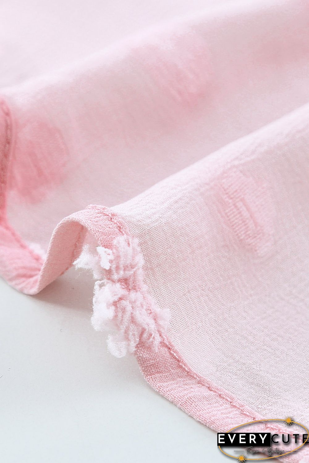 Pink Swiss Dot Buttoned Pocket Long Sleeve Shirt