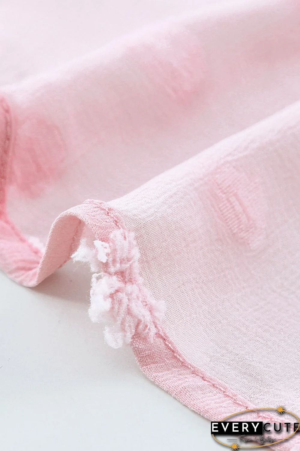 Pink Swiss Dot Buttoned Pocket Long Sleeve Shirt