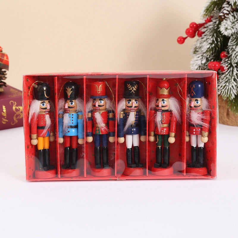 Cross-border New Nutcracker European And American Soldiers Small Size Pendant Wooden Christmas Crafts Ornaments In Stock
