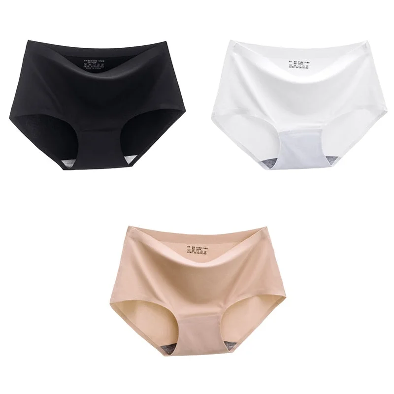 BANNIROU 3 Pcs Seamless Woman Panties Summer Underwear Female Briefs Thin 2021 New Sale Ice Silk Soft Solid Underwear For Woman