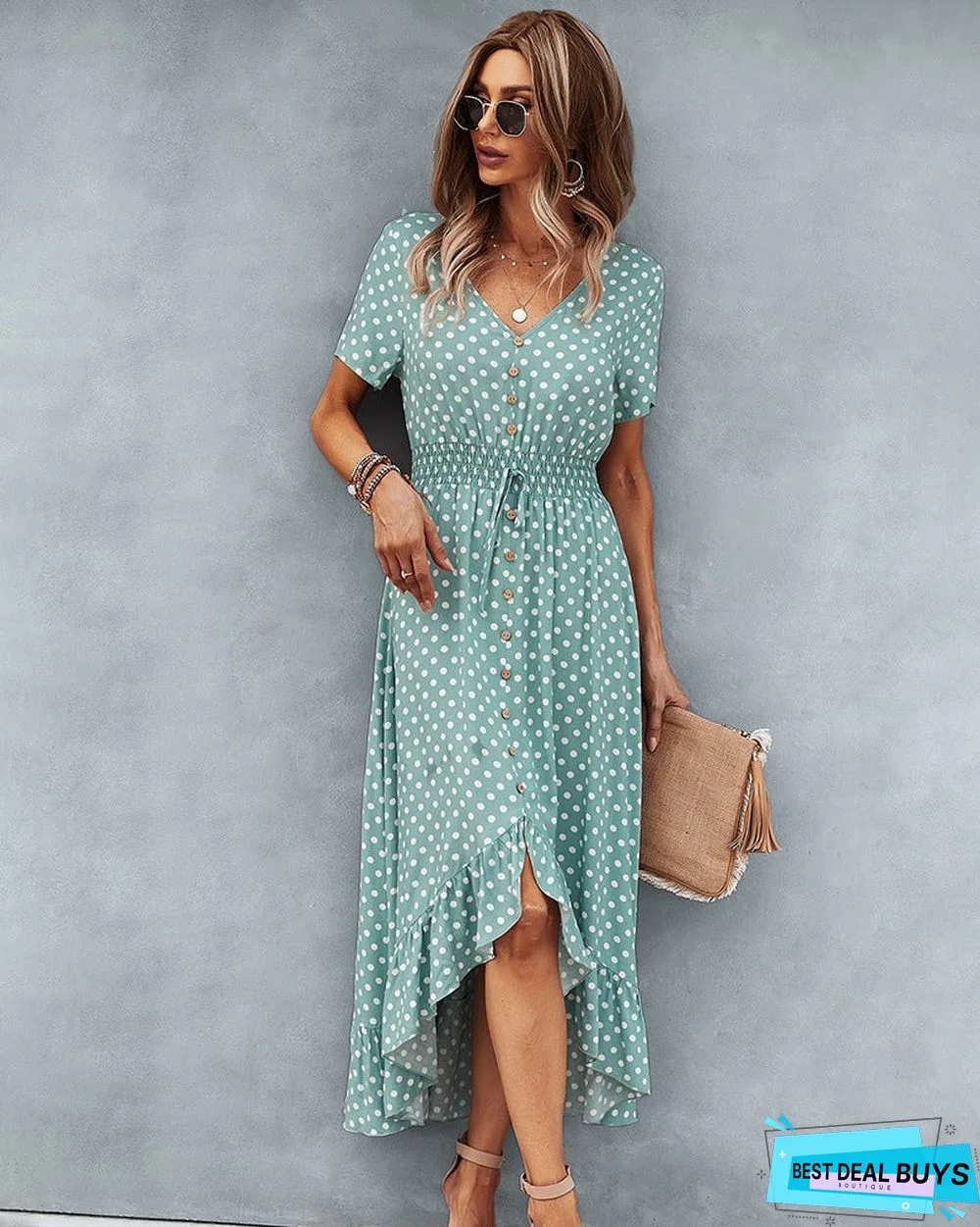 Fashion Holiday Dress Wave Point Skirt Before Short After Growing Up Dress