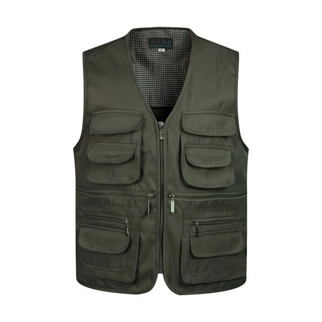 Men Multi-Pocket Classic Waistcoat Male Sleeveless Unloading Solid Coat Work Vest Tactical Masculine Jacket
