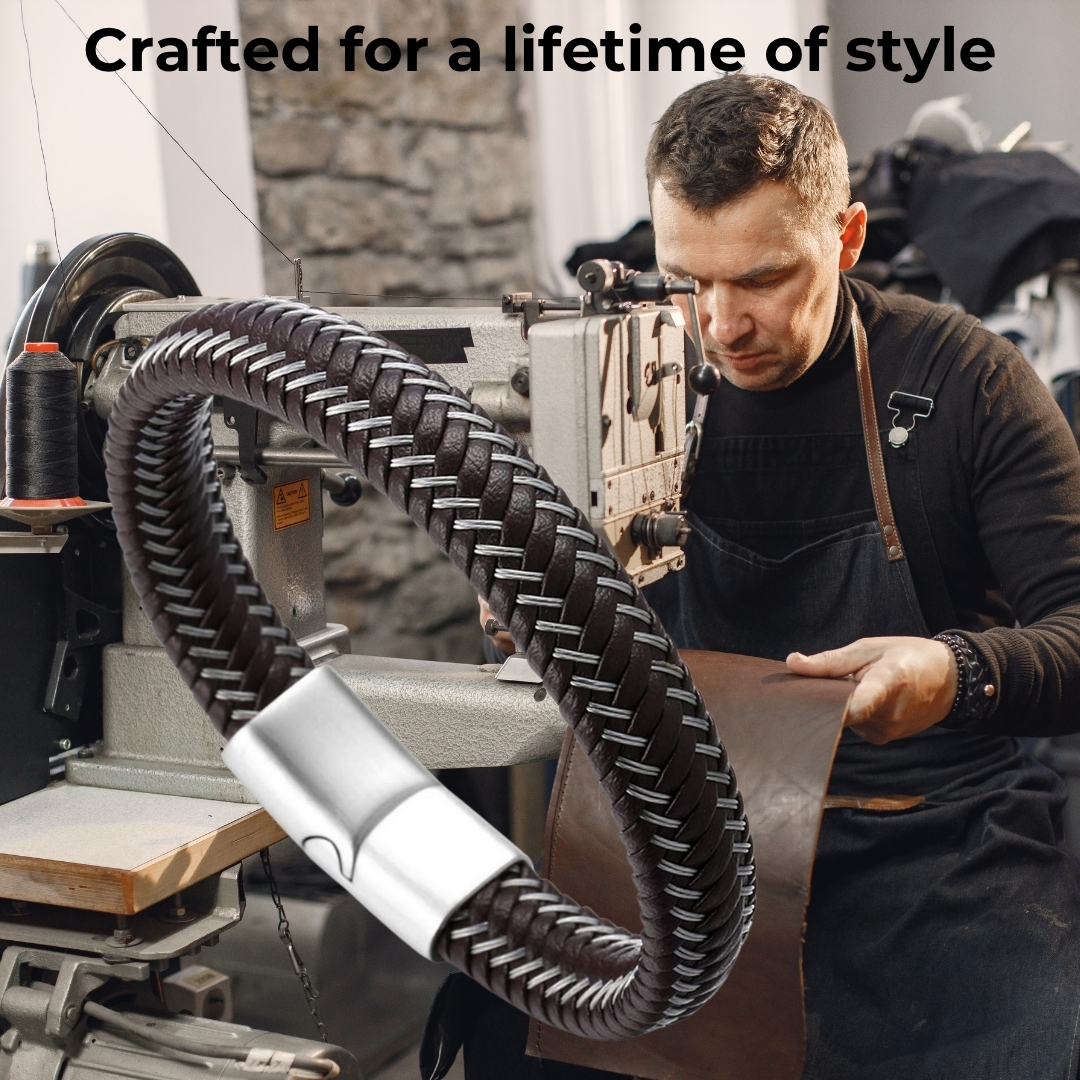 Braccialetto In Pelle Per Ragazzi HALUKAKAH - Con Perle Titanio Oro/Platino, Chiusura Magnetica - Foto 14