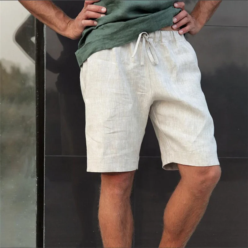 Men's Solid Color Lace-up Shorts
