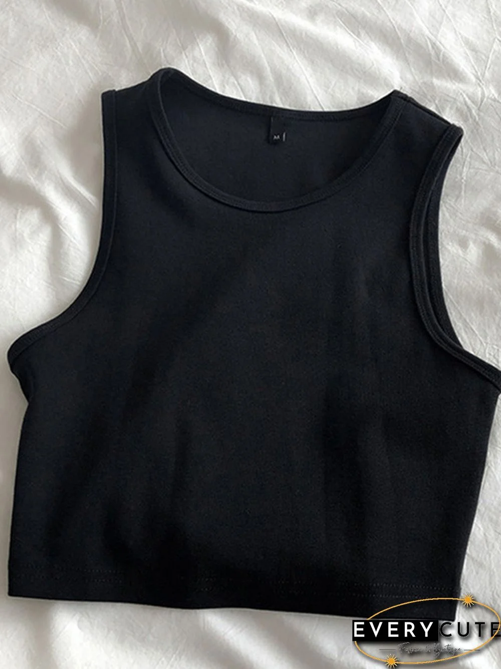 Summer New Ladies Retro Crop Top High Waist Slimming Stretch Slim Short Sleeveless Bottoming Top