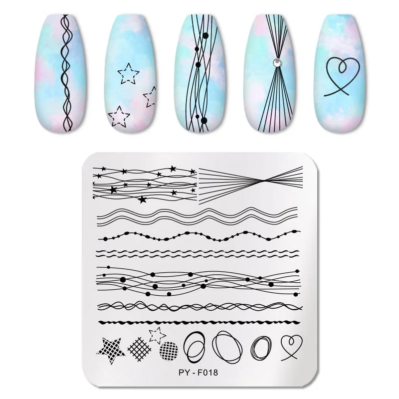 PICT YOU Square Lace Series Nail Stamping Plates Stencil Stainless Steel Tools Nail Art Stamp Design for DIY Image Plate-Nail Inspo