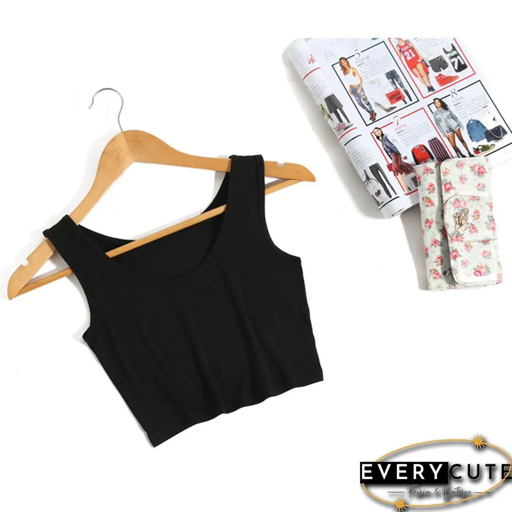 Summer Slim Render Short Top Sexy Women Sleeveless Crop Tops Tank Solid Blackwhite Vest