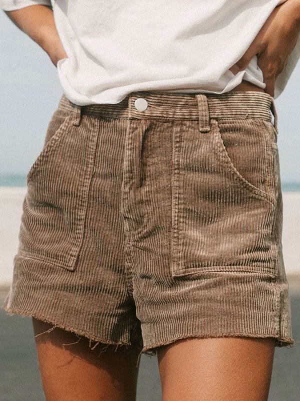 Casual minimalist outdoor corduroy shorts for women