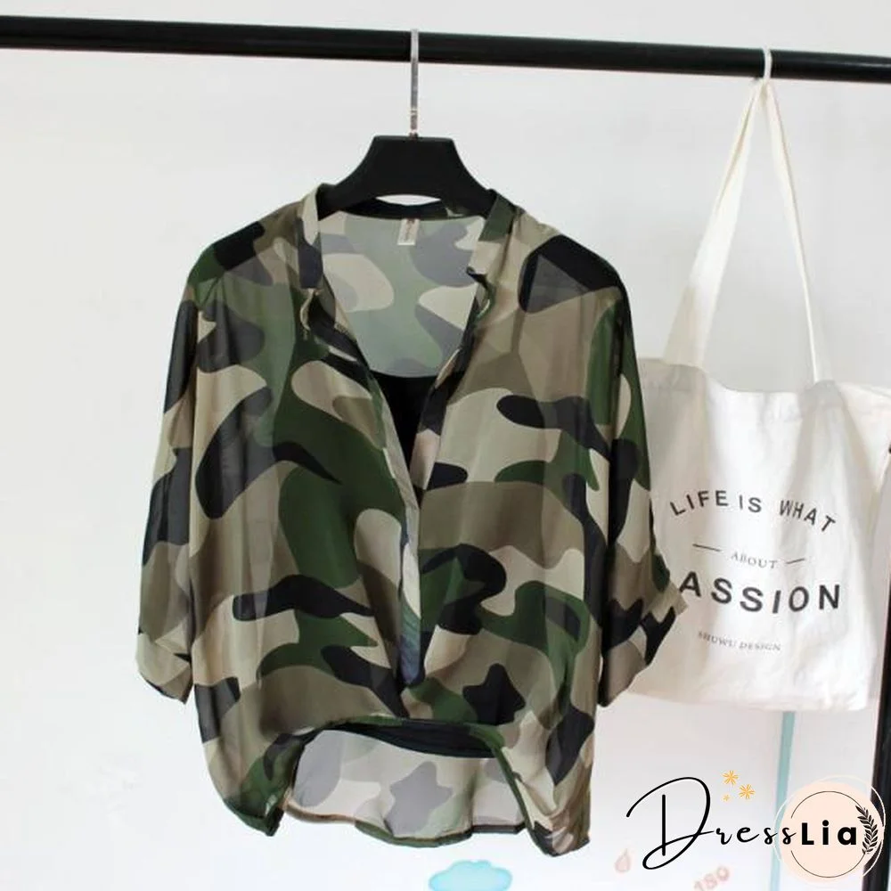 Ladies Two Piece Set Leopard Chiffon Shirts Summer Half Sleeve Loose V-Neck Women Casual Blouse Sexy Plus Size Striped Tops