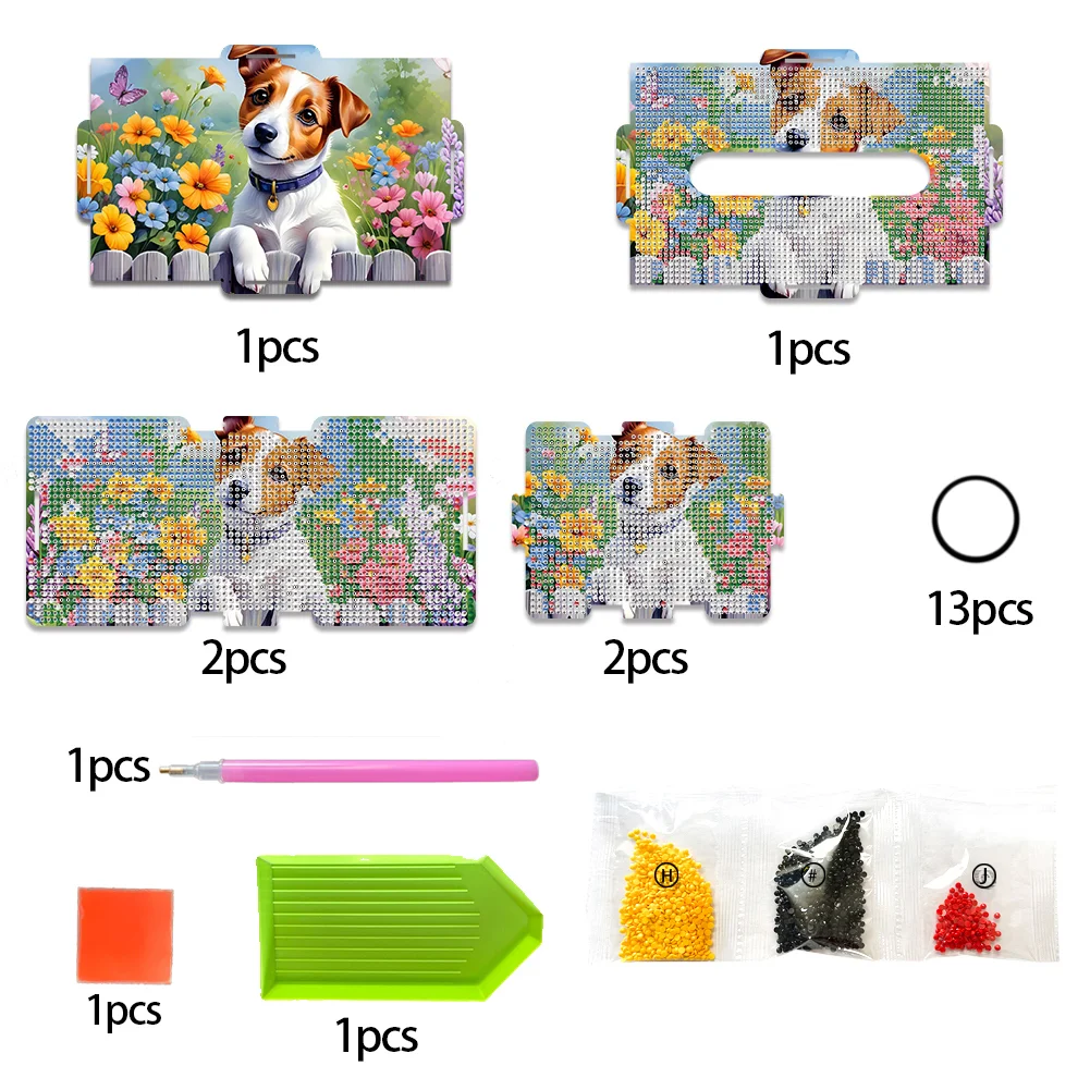 Diamond Painting Tissue Box Kits Decorative Rhinestone Craft Kit (Cute Puppy)