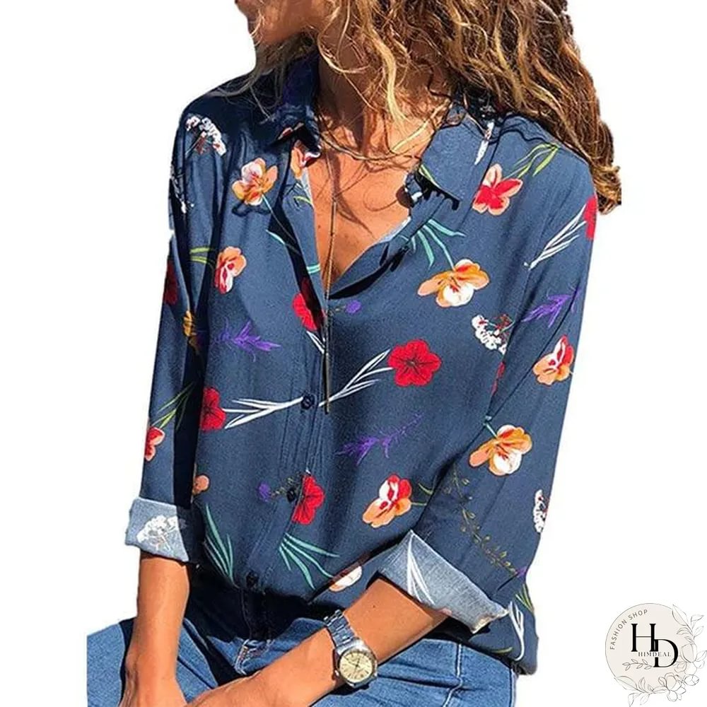 Women Color Block Striped Shirt Elegant Casual Long Sleeve Blouse