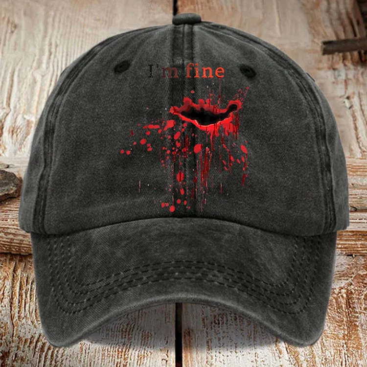 Comstylish I'm Fine Bloody Printed Baseball Cap