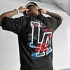 Unisex Oversize Casual Street Print Washed T-Shirt by Inlyline