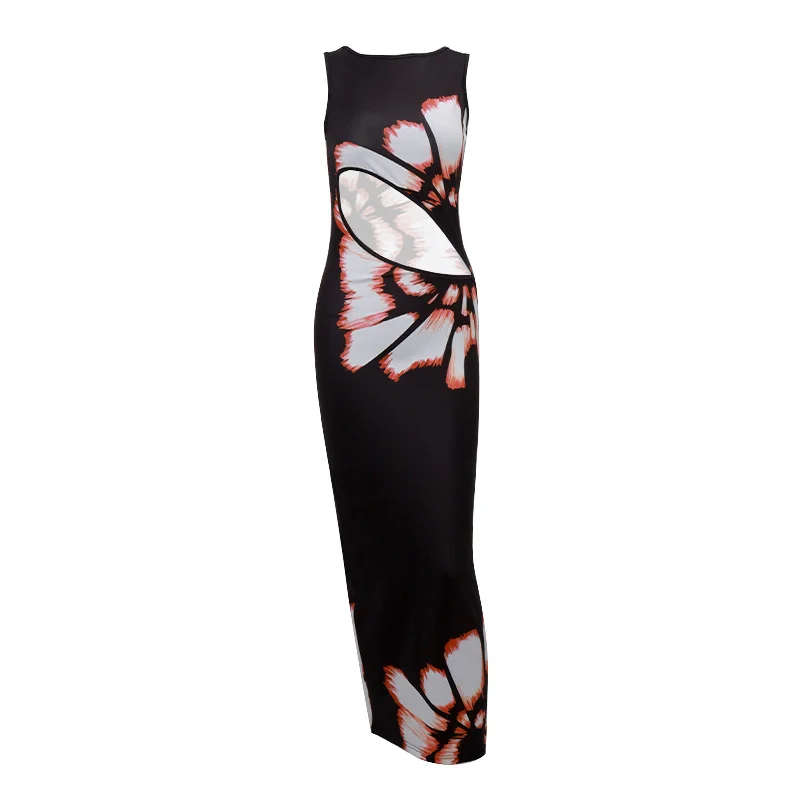 Toloer Toloer Women's Retro Hollow-Out Sexy Slit Dress 2024 Summer New Round Collar Light Mature Wind Dress Woman-Outfit Ideas
