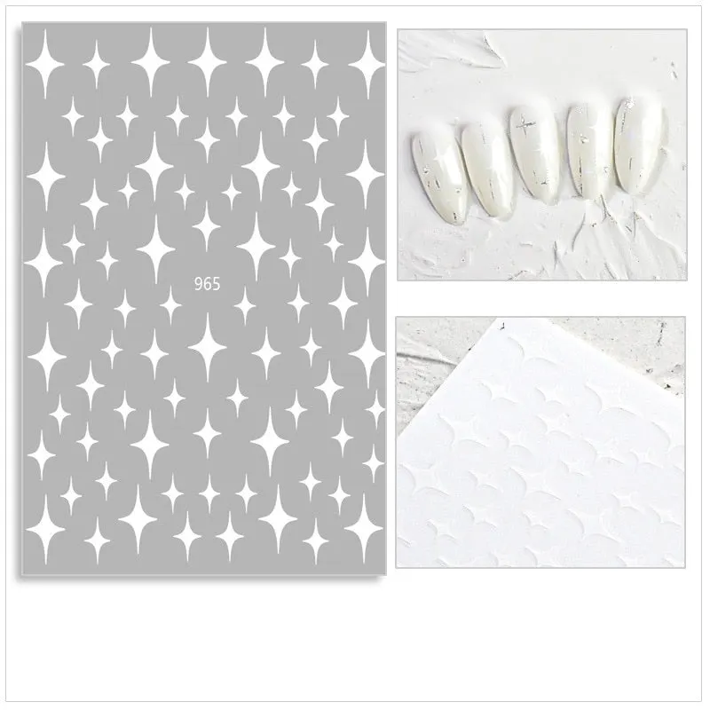 Black Red 3D Nail Sticker Self Adhesive Love Heart Star Butterfly Flower Nail Decals Slider DIY Nail Art Decoration-Nail Inspo