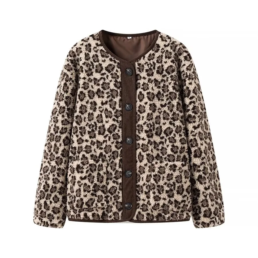 Nigikala Nigikala Women's Autumn And Winter Leopard Print Casual Loose Long-Sleeved Coat Women A34397
