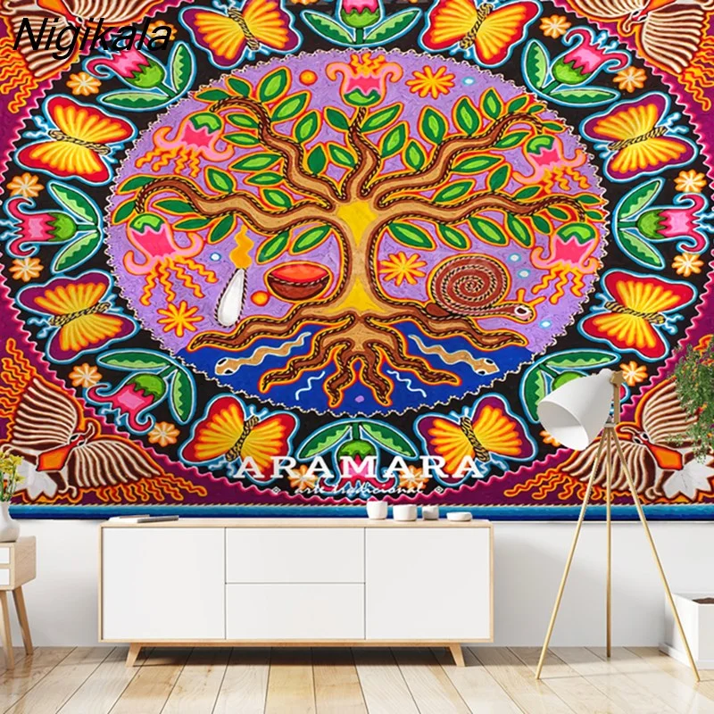 Nigikala Tree of Life Wall Hanging Tapestry Boho Art Deco Blanket Curtains Hanging at Home Bedroom Living Room Decor