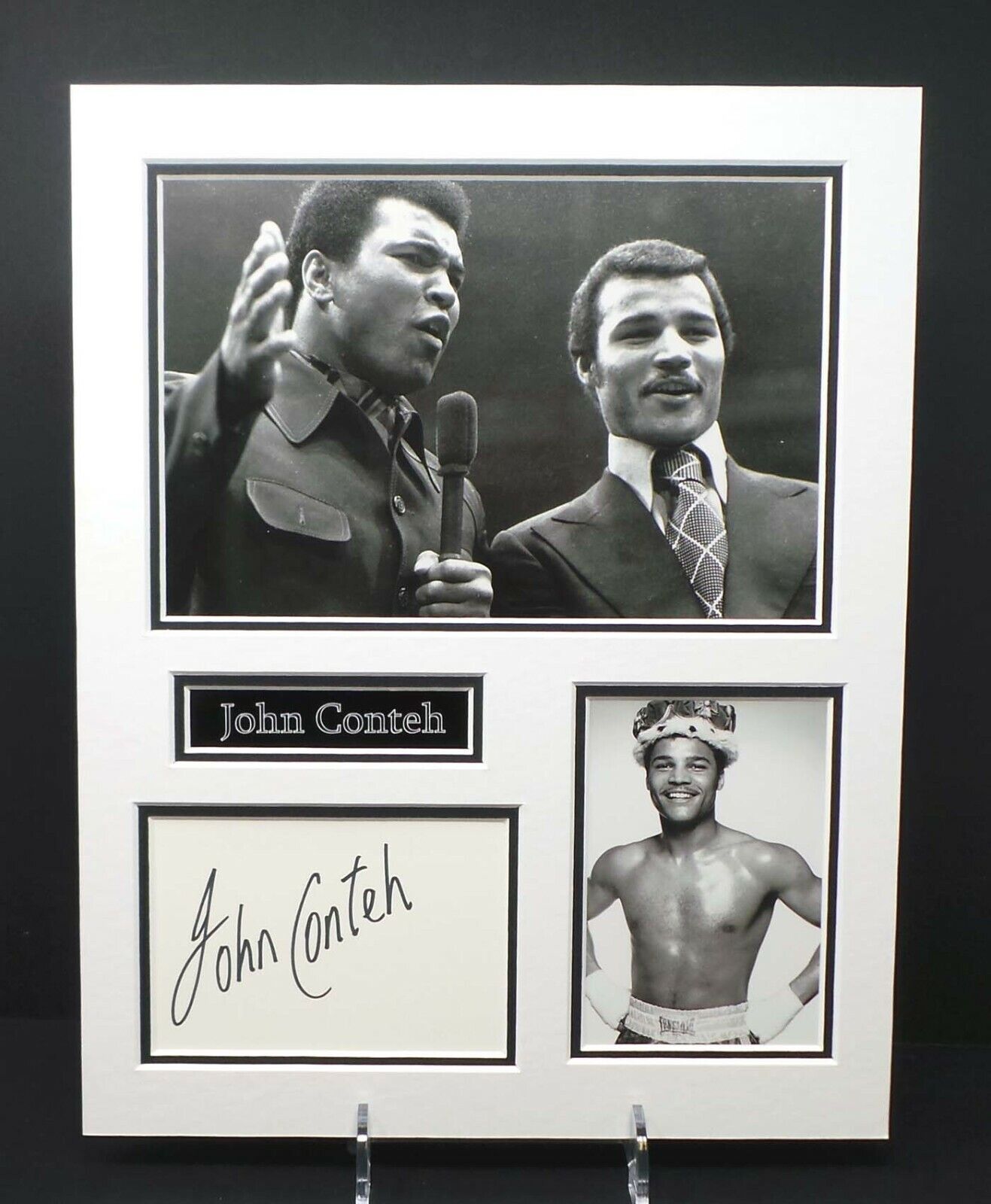 John CONTEH British Champion Boxer Signed Mounted Photo Poster painting Display AFTAL RD COA