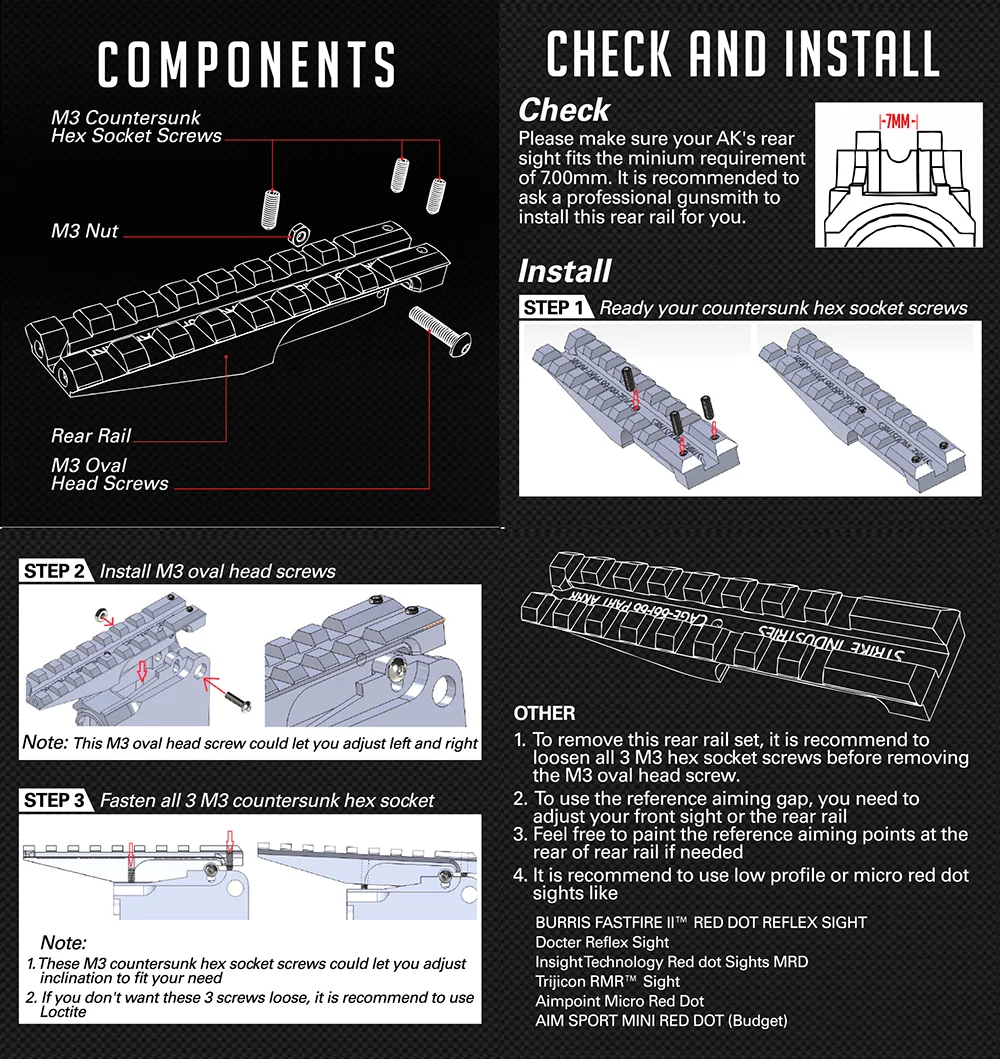 ohhunt Low Profile AK Rear Sight Rail Mount 