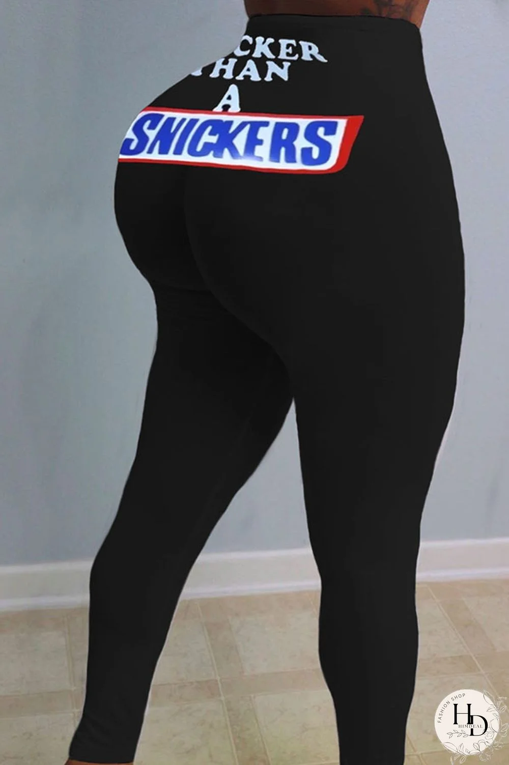 Black Elastic Fly Mid Print pencil Pants Bottoms