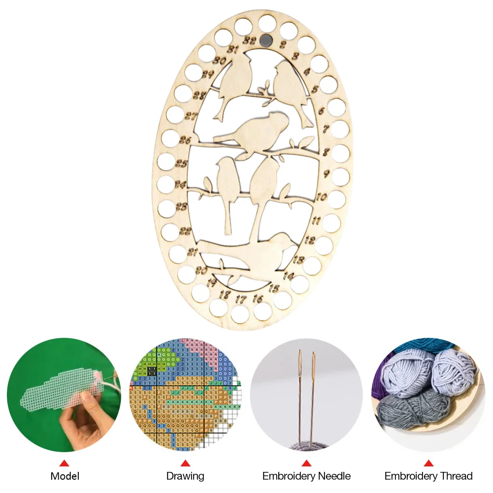 32 Positions Embroidery Thread Organizer Wood Cross Stitch Row Line Holder(12.5*20cm)