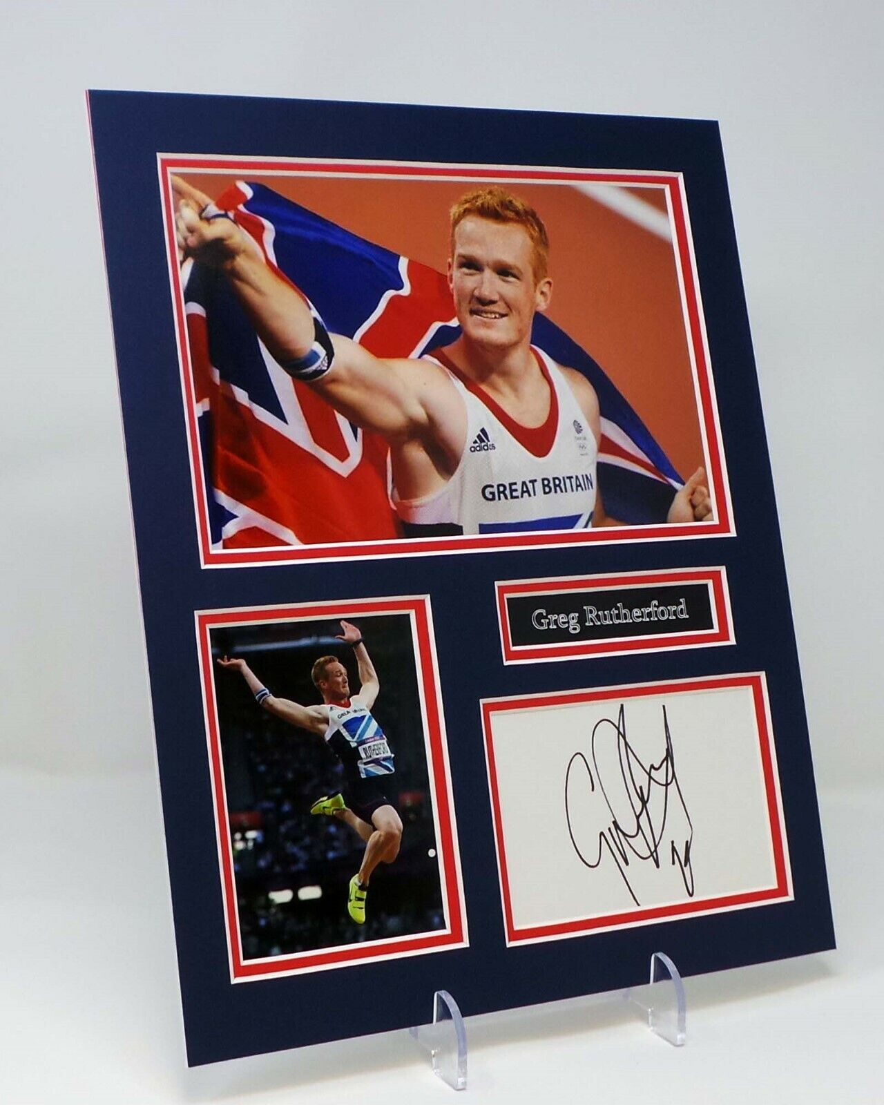 Greg RUTHERFORD Signed Mounted Photo Poster painting Display AFTAL British Athlete, Long Jump