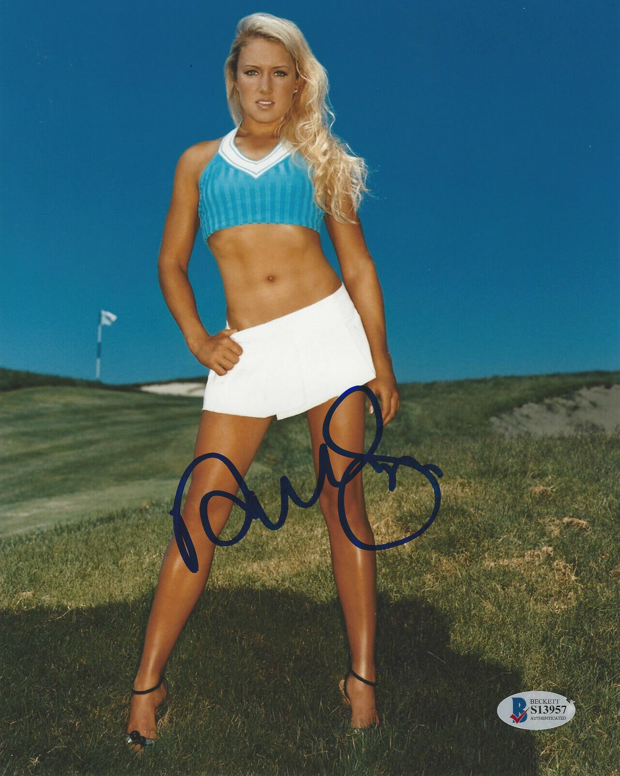 NATALIE GULBIS SEXY LPGA GOLFER SIGNED 8x10 Photo Poster painting 3 PROOF BECKETT COA BAS