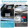 [US Local Warehouse] 50 Packs Universal Disposable Car Covers (12.5x21.6 Ft) Clear Plastic Car Covers Waterproof All Weather for Automobiles with Elastic Band for Outdoor Snow/Rain Weather Protection