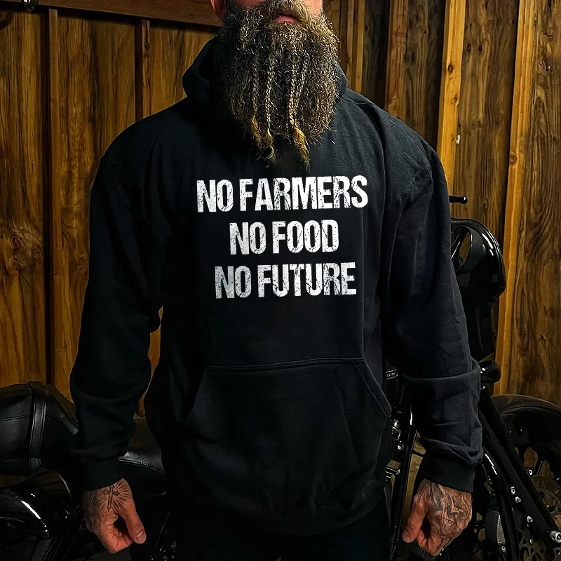 Livereid No Farmers No Food No Future Printed Men's Hoodie - Livereid