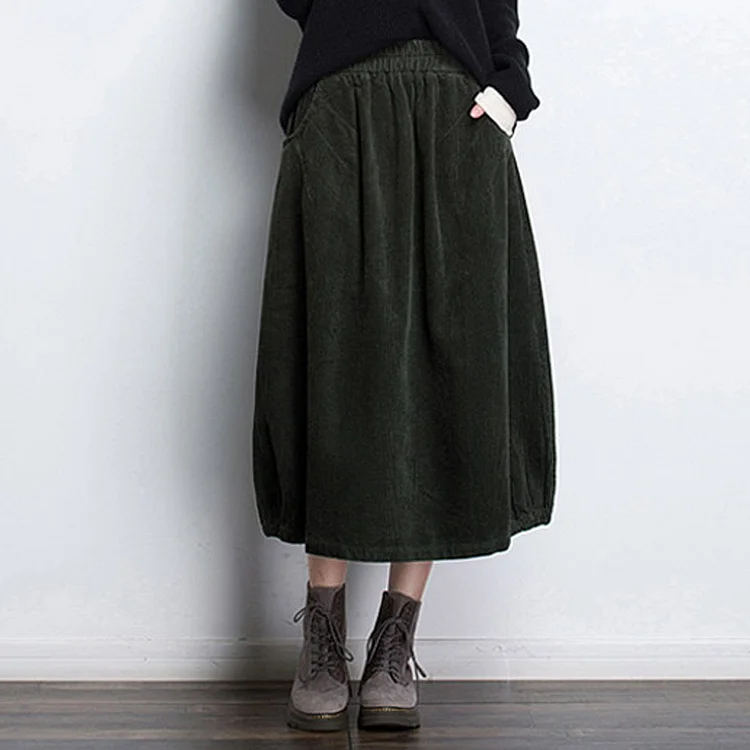 Cozy Autumn Winter Casual A Word Corduroy Skirt
