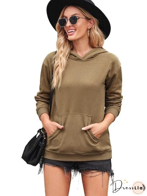 Solid Color Hooded Sweatshirt