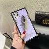 2023 Luxury Diamond Gem Peacock Feather Square Case For iPhone