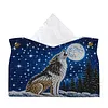 Diamond Art Tissue Box Cover DIY PU Desktop Organizer Large(WOLF)