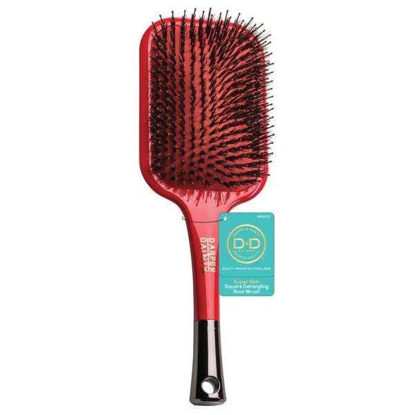 D&D Light Square Paddle Brush Coral Soft Detangling with Boar Bristle