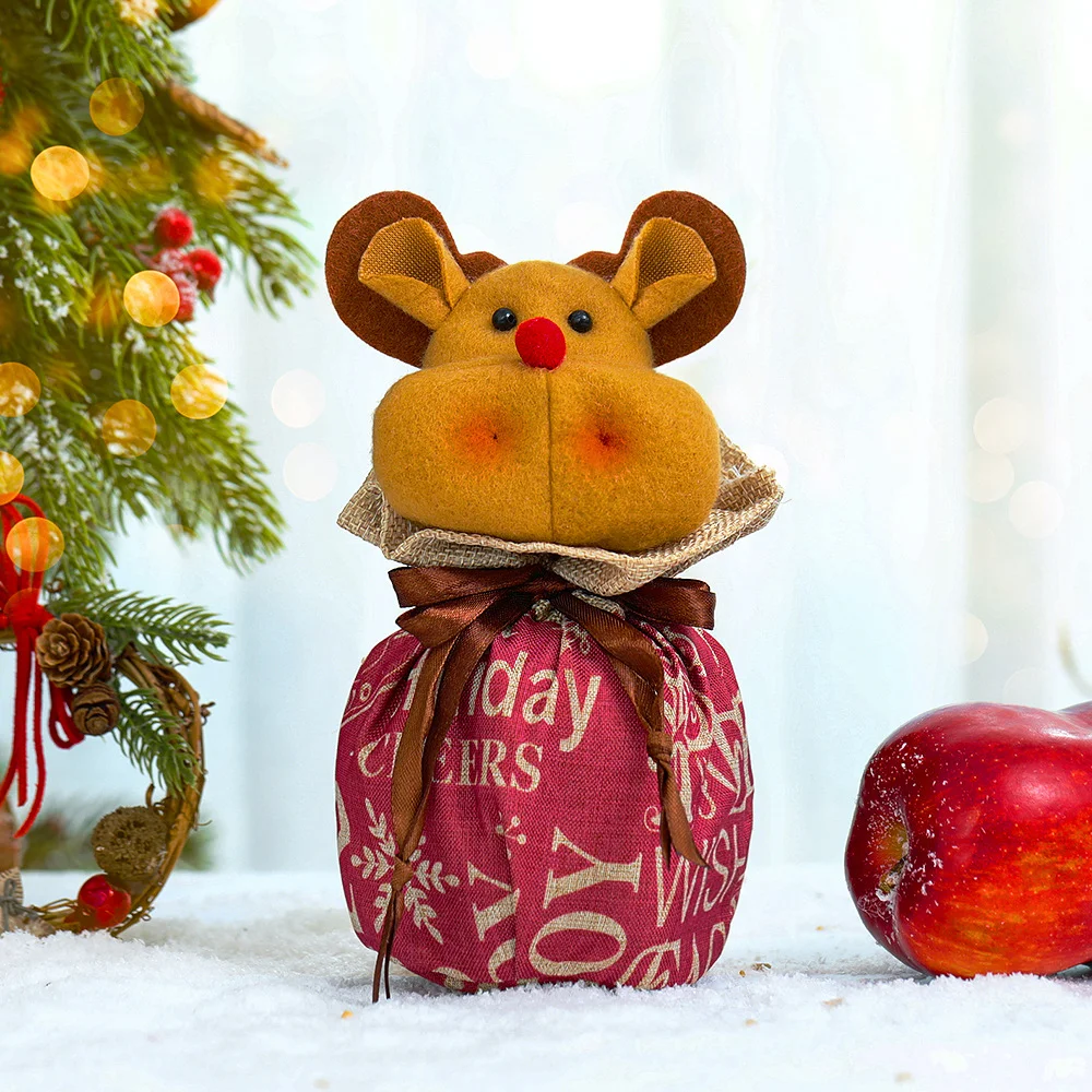 New Christmas creative linen apple bag gift bag ornaments
