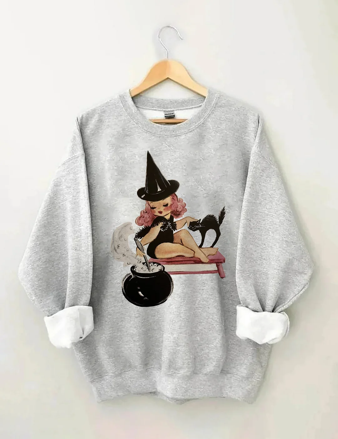 Halloween Little Witch Girl Cat Sweatshirt