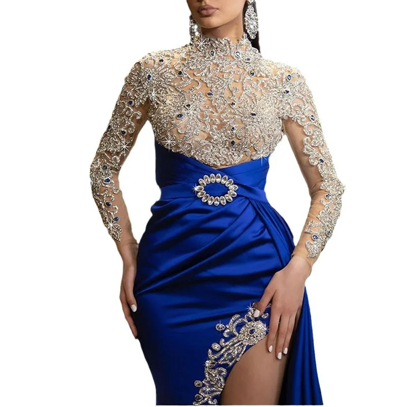 Uveng Uveng New Evening Dress Ebay Women's Blue Sprinkled Gold Collar Dress Dress Dress Dress Women