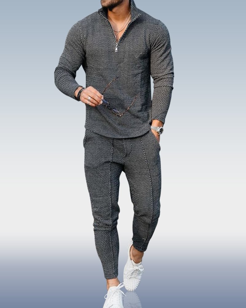 Men's Solid Color Casual Polo Suit 114