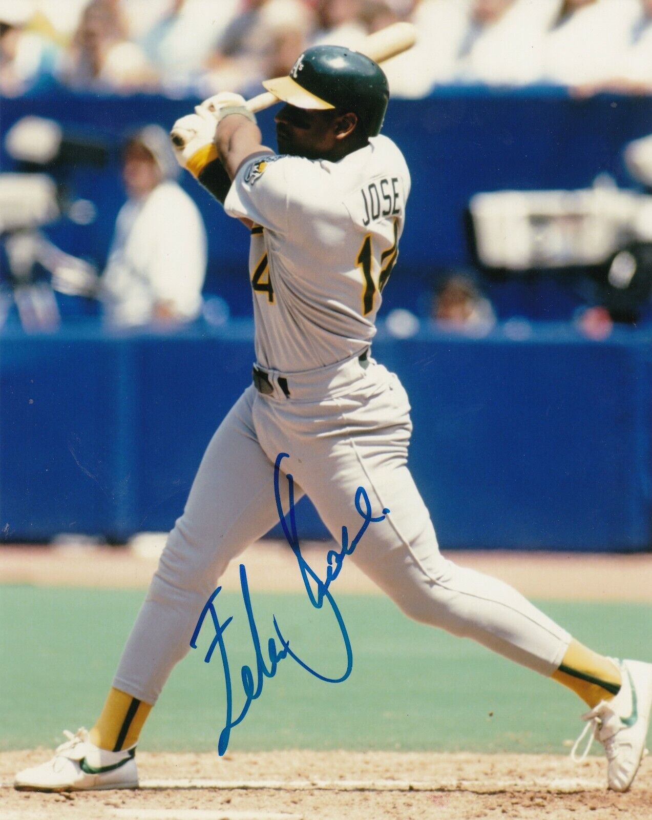 FELIX JOSE OAKLAND A'S ACTION SIGNED 8x10