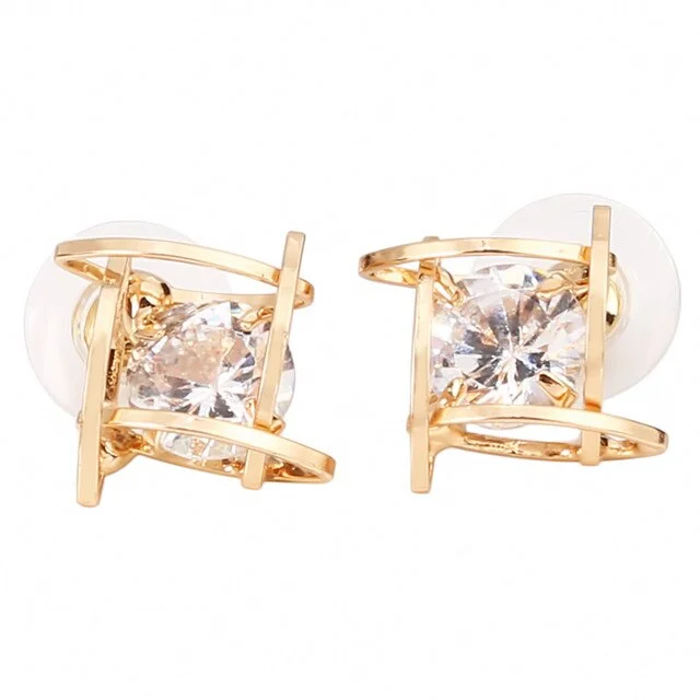 Women's Earrings 2020 Europe And The New Jewelry Geometric Hollow Square  Zircon Earrings Fashion Banquet Jewelry