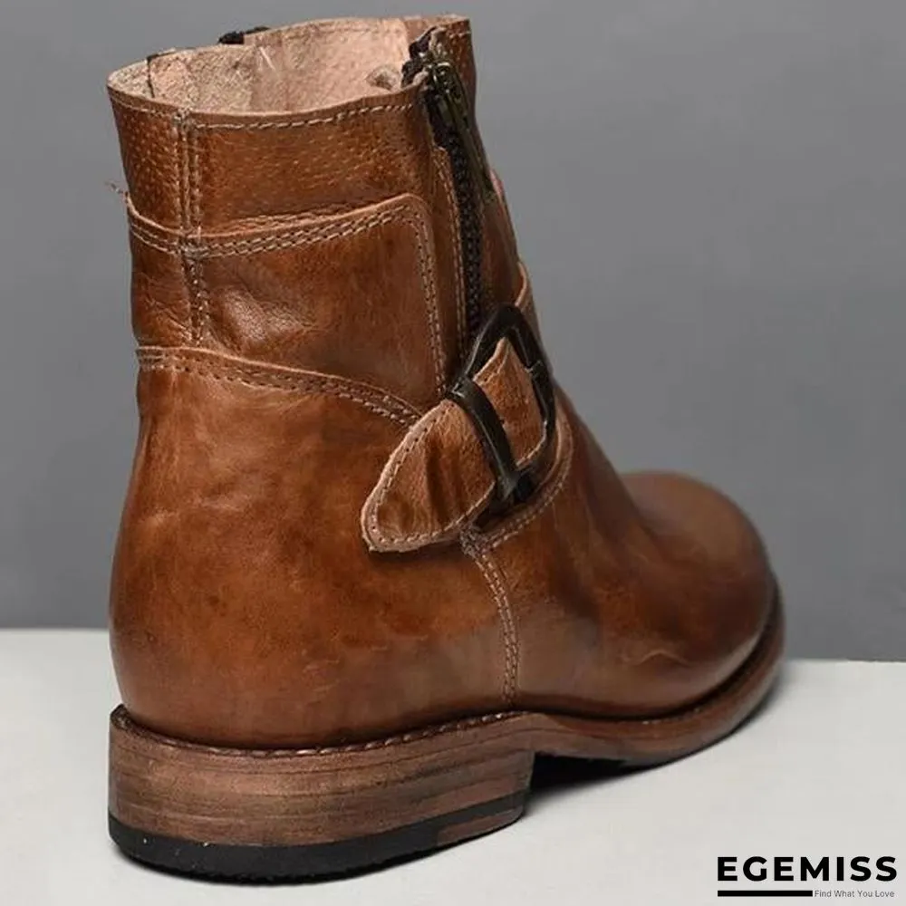 Fashion Zipper Low Heel Martin Boots | EGEMISS