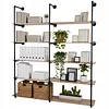 [US Local Warehouse] Industrial Pipe Shelf 5 Tier 72 Inch Industrial Wall Shelves with Solid Wood Plank Pipe Shelving Wall Mounted for Kitchen and Bar Shelving